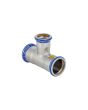 Mapress Stainless Steel Tee, Reduced Gas 22mm 1=18mm 2=22mm