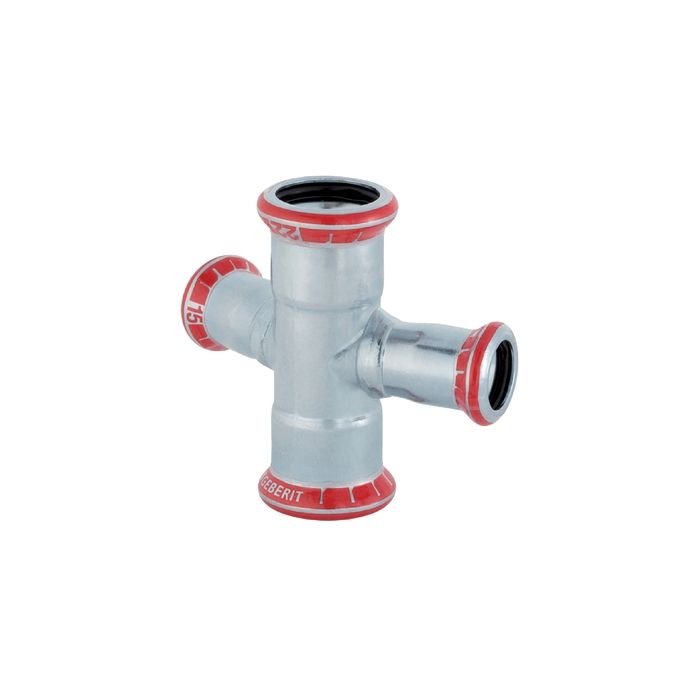 Mapress CSt. Pipe Cross 30, Red. 18mm 1=15mm