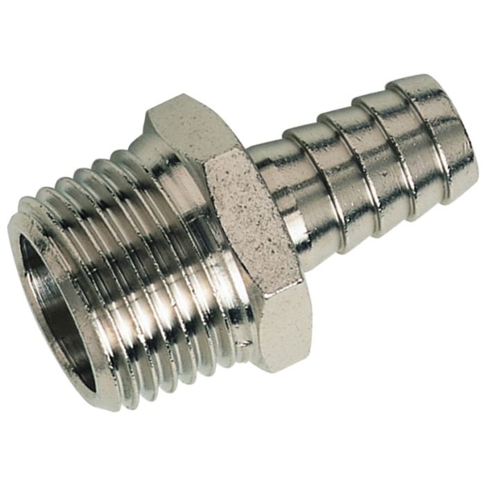 Nickle Plated Brass M.I. BSPT x Hose Tail 1/2