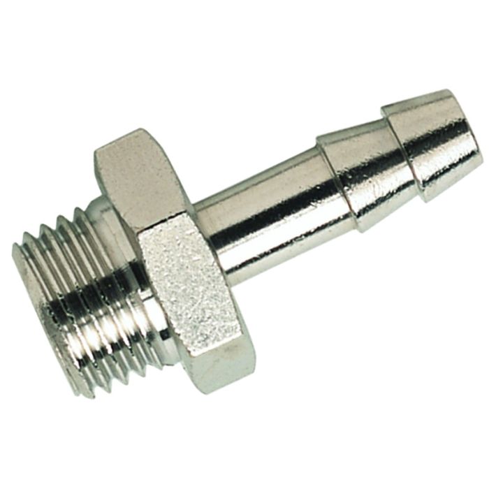 Nickle Plated Brass M.I. BSPP x Hose Tail 3/8