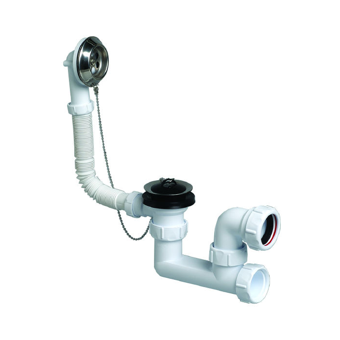 Multikwik White Low Level Bath Trap w/ Access and Plug 40mm