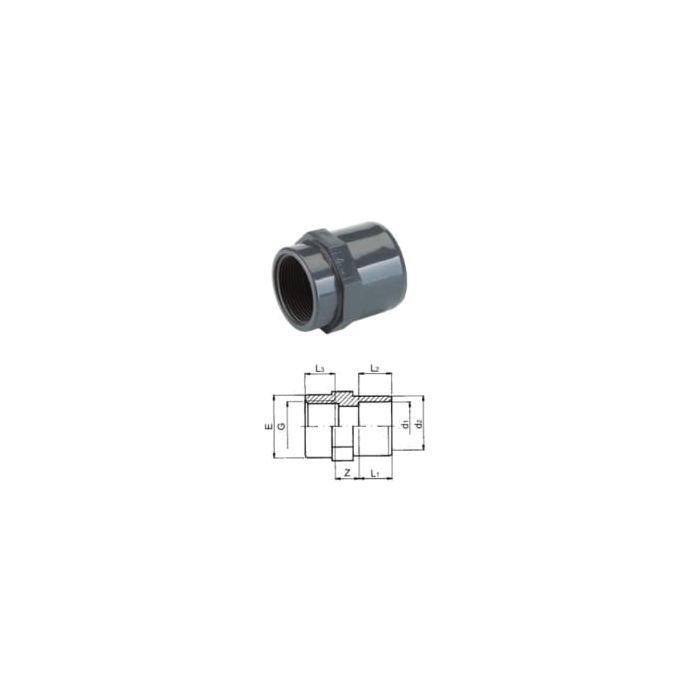 TP PVC-U Adaptor Socket Rp 40-50mm x 1 1/4