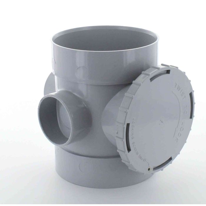 Marley Grey Straight Access Pipe Dbl Solvent Sockets 110mm