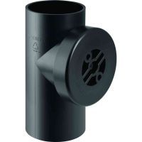 Geberit HDPE access pipe 90° with round service opening: d=75mm, d1=75mm
