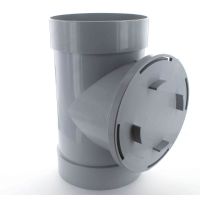 Marley Grey Straight Access Pipe Double Solvent Socket 160mm